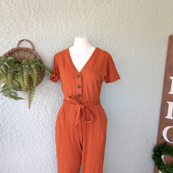 Boden Alberta Jersey knit jumpsuit orange size 6P - Picture 5 of 8